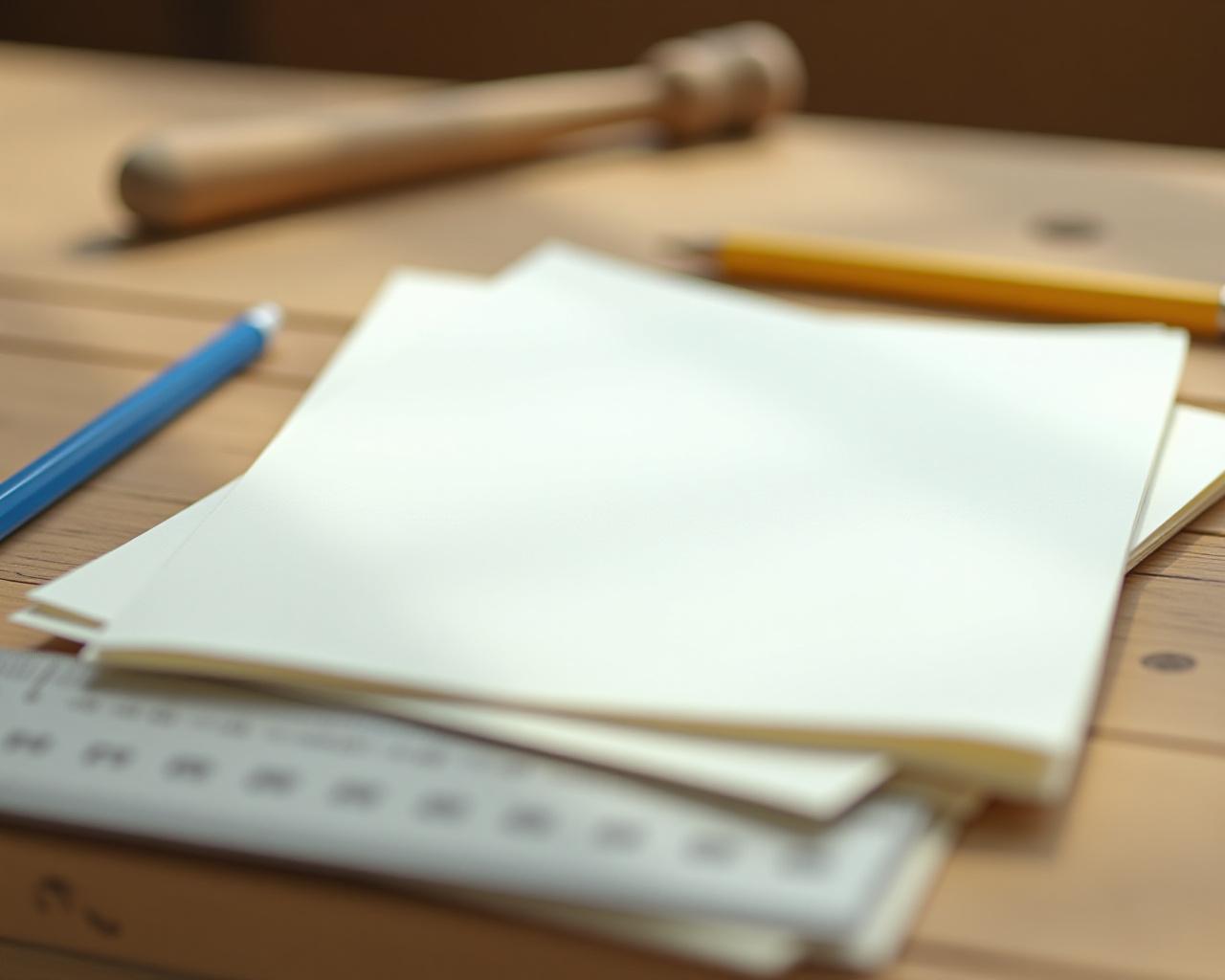 Legal documents on a wooden workbench