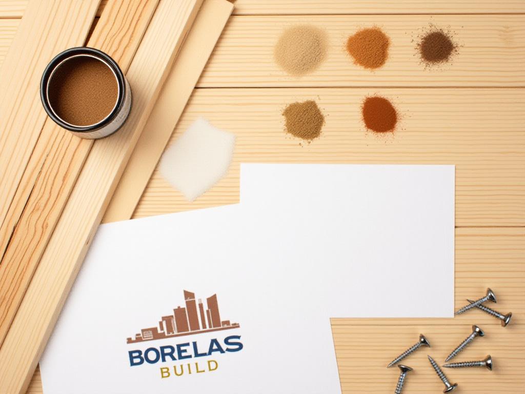 Organized woodworking materials and blueprint